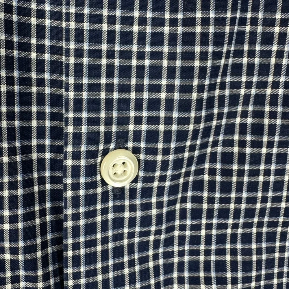 Banana Republic Non‎ Iron Plaid Cotton Button Down size Medium Blue